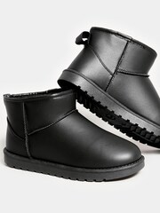 Yours Curve Black Extra-Wide Fit Mini Faux Fur PU Boots - Image 4 of 5