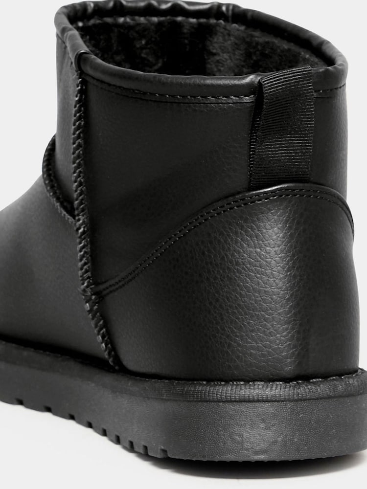 Yours Curve Black Extra-Wide Fit Mini Faux Fur PU Boots - Image 5 of 5