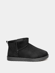 Yours Curve Black Extra-Wide Fit Mini Faux Fur Boots - Image 1 of 5