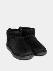Yours Curve Black Extra-Wide Fit Mini Faux Fur Boots - Image 2 of 5