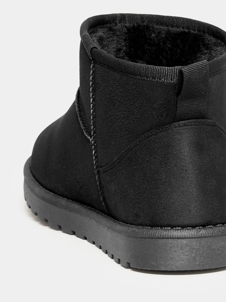 Yours Curve Black Extra-Wide Fit Mini Faux Fur Boots - Image 5 of 5