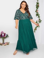Платье макси с расклешенными рукавами и отделкой Yours Curve Luxe - Image 3 of 5