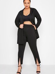 Yours Curve Black Limited Split Glitter Trousers - Image 2 of 3