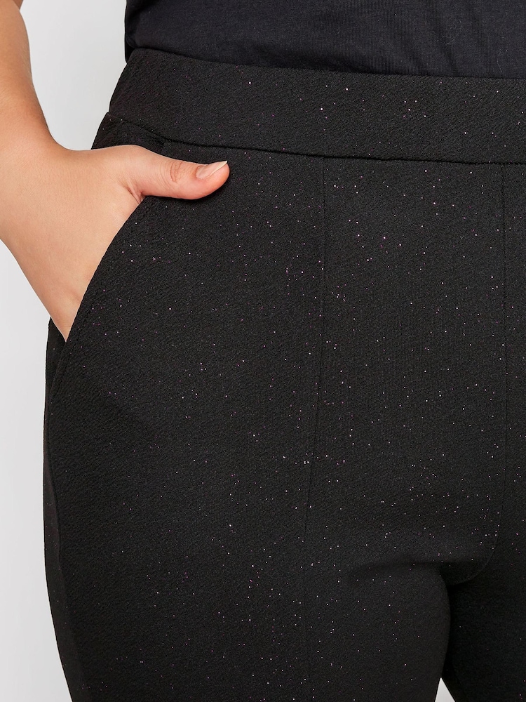 Yours Curve Black Limited Split Glitter Trousers - Image 3 of 3