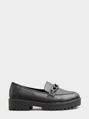 Yours Curve Black Extra-Wide Fit Chunky Metal Trim Loafers - Image 2 of 5