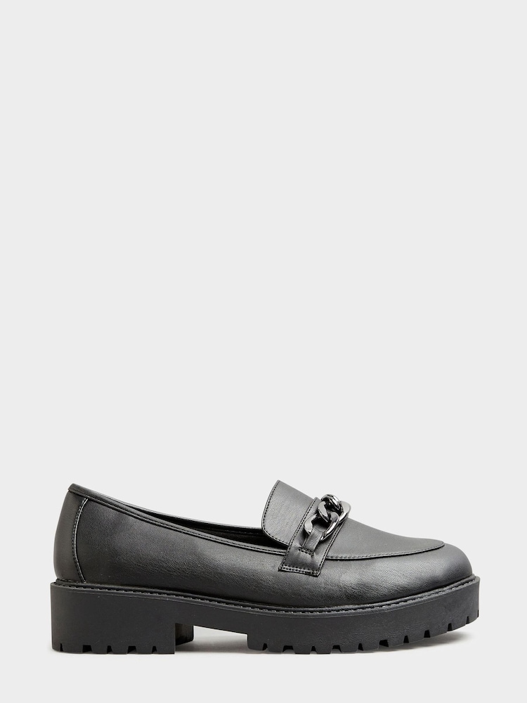 Yours Curve Black Extra-Wide Fit Chunky Metal Trim Loafers - Image 2 of 5