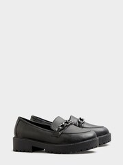 Yours Curve Black Extra-Wide Fit Chunky Metal Trim Loafers - Image 4 of 5