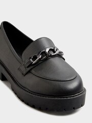Yours Curve Black Extra-Wide Fit Chunky Metal Trim Loafers - Image 5 of 5