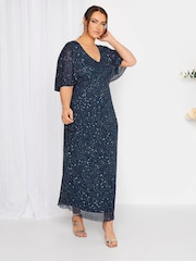 Yours Curve Luxe платье макси с V-образным вырезом и расклешенными рукавами - Image 3 of 4