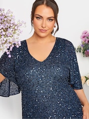 Yours Curve Luxe платье макси с V-образным вырезом и расклешенными рукавами - Image 4 of 4