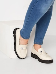 Yours Curve Natural Extra-Wide Fit Chunky Saddle Loafers - Image 1 of 5