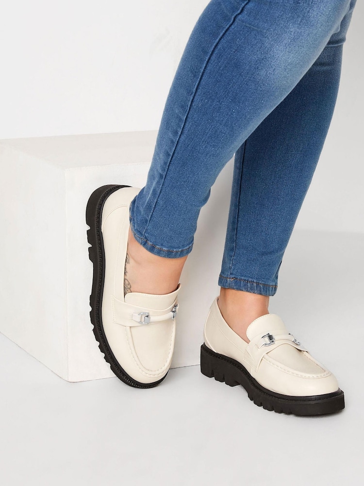 Yours Curve Natural Extra-Wide Fit Chunky Saddle Loafers - Image 1 of 5