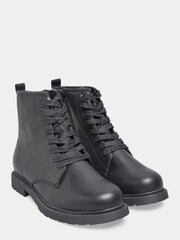 Yours Curve Black Wide Fit Faux Leather Lace Up Ankle Boots - Image 4 of 5