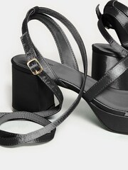 Yours Curve Black Wide-Fit Strappy Platform Heels - Image 5 of 5