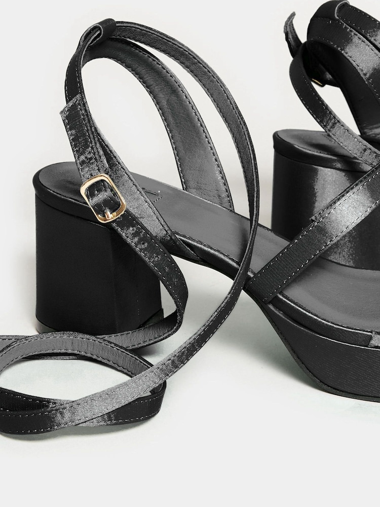 Yours Curve Black Wide-Fit Strappy Platform Heels - Image 5 of 5