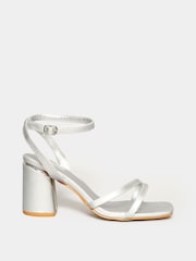 Yours Curve Silver Extra-Wide Fit Asymmetric Sandals - Image 1 of 5