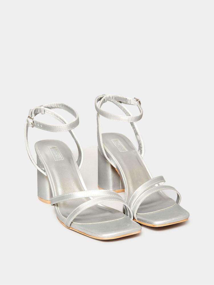 Yours Curve Silver Extra-Wide Fit Asymmetric Sandals - Image 2 of 5