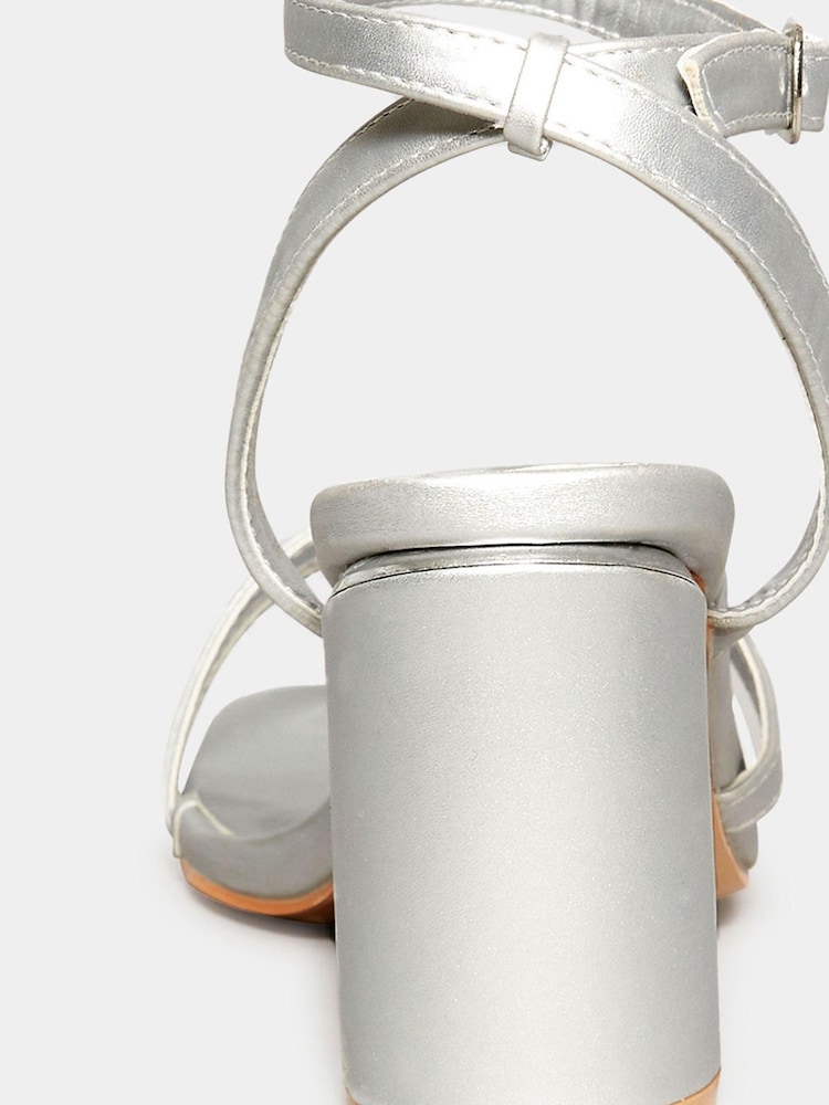 Yours Curve Silver Extra-Wide Fit Asymmetric Sandals - Image 5 of 5