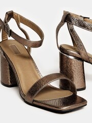 Yours Curve Brown Extra Wide Fit Snake Print Block Heels Sandals - Image 4 of 4