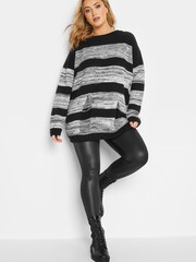 Yours Curve Black Distressed Oversized Jumper - Image 3 of 4