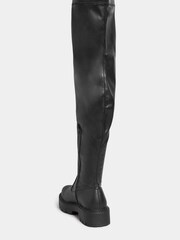 Yours Curve Black Wide Fit Over The Knee Chunky Cleated Boots - Image 3 of 5