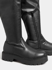Yours Curve Black Wide Fit Over The Knee Chunky Cleated Boots - Image 4 of 5