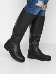 Yours Curve Black Wide-Fit Faux Fur Lined Calf Boots - Image 1 of 4