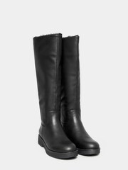 Yours Curve Black Wide-Fit Faux Fur Lined Calf Boots - Image 3 of 4