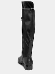 Yours Curve Black Wide Fit Studded Rand Over The Knee PU Boots - Image 2 of 5