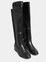 Yours Curve Black Wide Fit Studded Rand Over The Knee PU Boots - Image 3 of 5