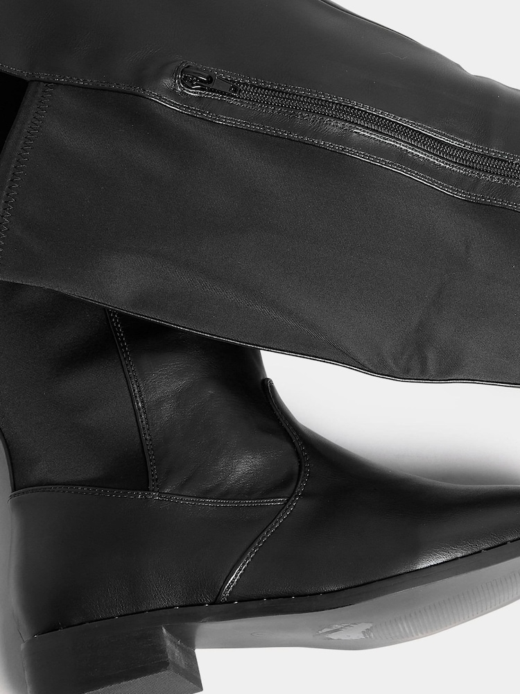 Yours Curve Black Wide Fit Studded Rand Over The Knee PU Boots - Image 5 of 5