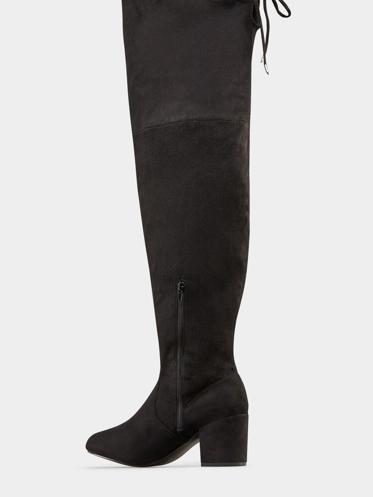 Yours Curve Black Wide Fit Wide Fit Evita Block Heel Over The Knee Boots - Image 2 of 4