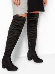 Yours Curve Black Wide Fit Wide Fit Evita Block Heel Over The Knee Boots - Image 4 of 4
