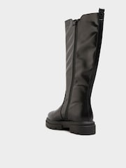 Yours Curve Black Wide Fit Elastic Knee Cleated Boots - Image 4 of 4