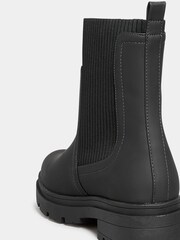 Yours Curve Black Wide Fit Sock Top Line Chelsea Boots - Image 4 of 5