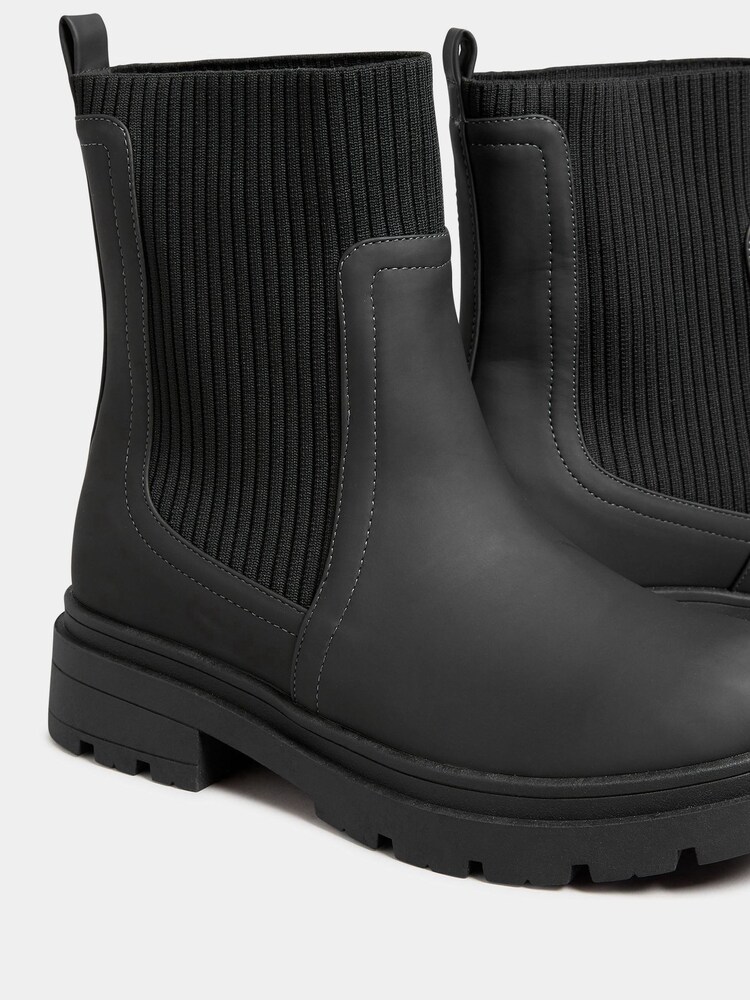 Yours Curve Black Wide Fit Sock Top Line Chelsea Boots - Image 5 of 5