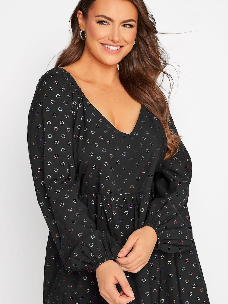 Yours Curve Black Limited Heart Blouse - Image 4 of 4 Yours Curve Black Limited Heart Blouse - Image 4 of 4
