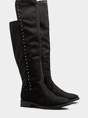 Yours Curve Black Extra Wide Over The Knee Boots With Stud Detail - Image 3 of 5