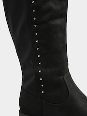 Yours Curve Black Extra Wide Over The Knee Boots With Stud Detail - Image 5 of 5