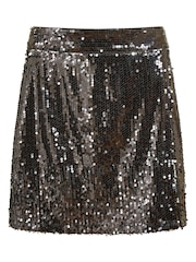 Mela Black Sequin Mini Skirt - Image 4 of 4