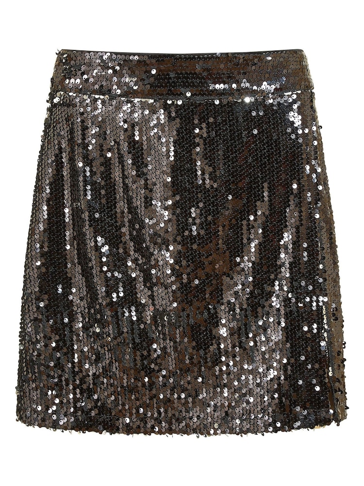 Mela Black Sequin Mini Skirt - Image 4 of 4