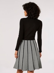 Apricot Black Chevron Skirt Tie Waist Knit Dress - Image 2 of 4