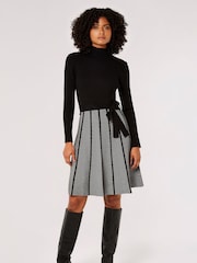 Apricot Black Chevron Skirt Tie Waist Knit Dress - Image 3 of 4