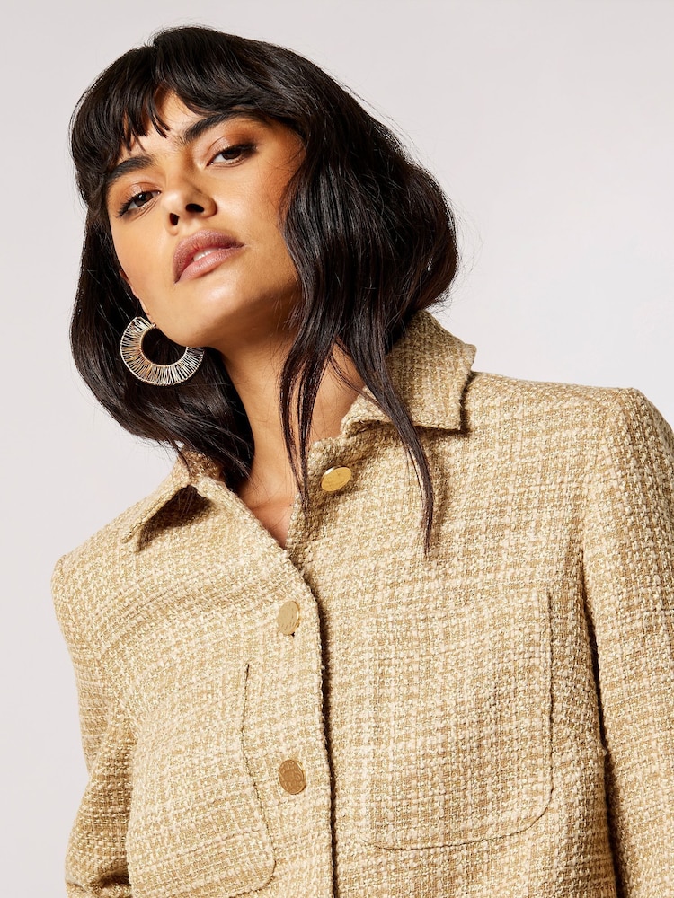 Apricot White Gold Tweed Boxy Jacket - Image 4 of 4 Apricot White Gold Tweed Boxy Jacket - Image 4 of 4