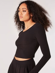 Apricot Black Ribbed Low Back Top - Image 4 of 5