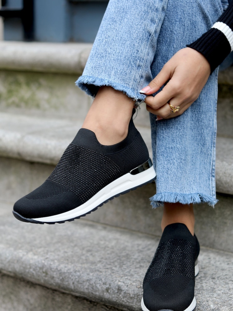 Negro - Zapatillas de deporte con adornos de strass Storme de Linzi - Imagen 1 de 4