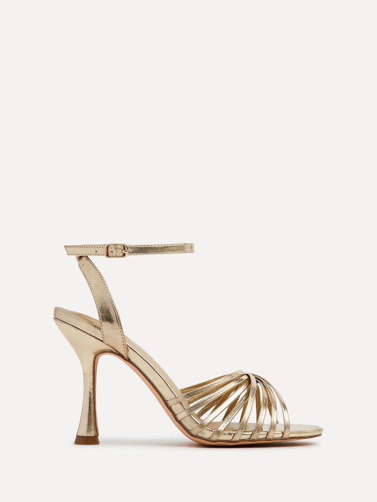 Linzi Gold Fleur Heeled Sandals With Flared Stiletto - Image 2 of 5