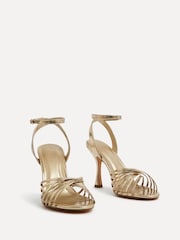 Linzi Gold Fleur Heeled Sandals With Flared Stiletto - Image 3 of 5