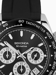 Sekonda Mens Circuit 39mm Analogue Black Watch With Silver Case And Silicone Strap With Dial - Image 3 of 6