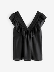 Black Sleeveless Ruffle V-Neck Top - Image 5 of 6